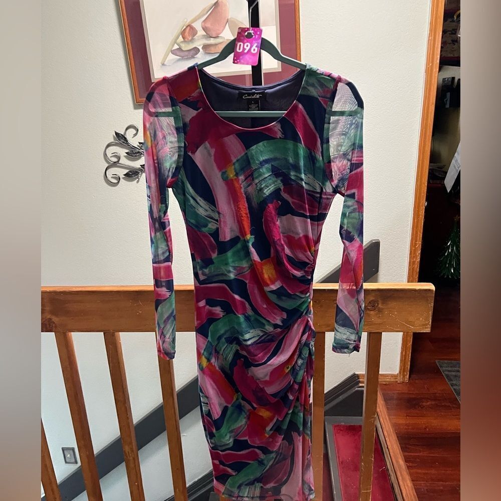 EUC  Candalite Colorful Long Sleeve Dress Size Small #096